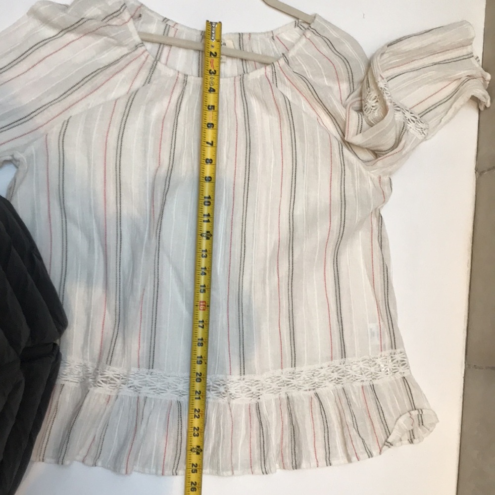striped blouse-Style &Co Cotton with crochet lace - Picture 10 of 10